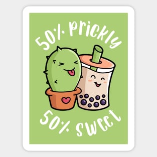 Bubble Tea - 50% Prickly 50% Sweet - Cute Kawaii Boba and Cactus Sticker